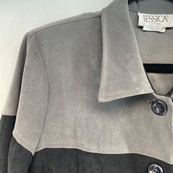 Jessica Petites Collared Blazer Jacket Black Grey Women’s Size 10P - Picture 11 of 14